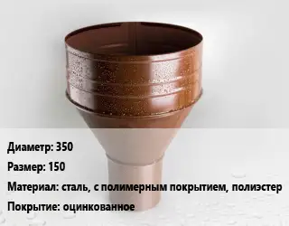 Воронка 350 150 сталь, с полимерным покрытием, полиэстер оцинкованное